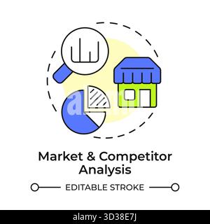 Market and competitor analysis multi color concept icon Stock Vector