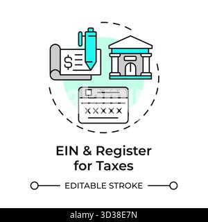 EIN and register for taxes multi color concept icon Stock Vector