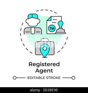 Registered agent multi color concept icon Stock Vector
