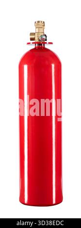 Large red industrial fire extinguisher isolated on white background Stock Photo