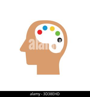 Creative Artist Palette Human Brain Like Logo Vector Icon Symbol Design Illustration Stock Vector