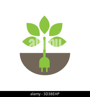 Power plug green ecology logo vector symbol design icon illustration Stock Vector