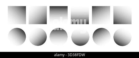 Creative geometric pattern combining round and square halftone shapes. Gradient tone and noise texture give a retro comic and Y2K feel. Perfect vector Stock Vector