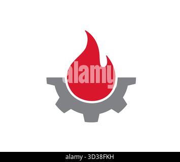 creative gear cogwheel and fire symbol logo vector icon design Stock Vector