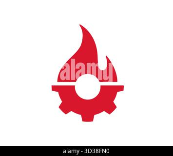 creative gear cogwheel and fire symbol logo vector icon design Stock Vector