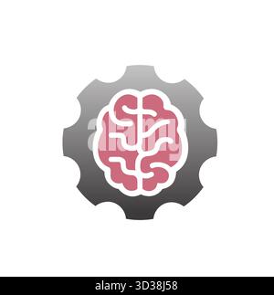 Brain gear vector logo design symbol icon Illustration Stock Vector