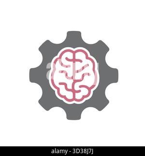 Brain gear vector logo design symbol icon Illustration Stock Vector