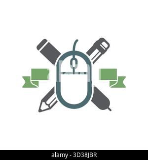 Computer Mouse and Digital Pen Graphic Design Logo Vector Symbol Stock Vector