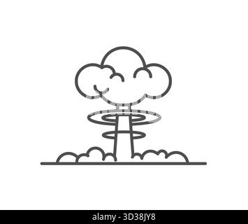 Iconic Black and White Atomic Mushroom Cloud Logo Vector lIllustration Stock Vector