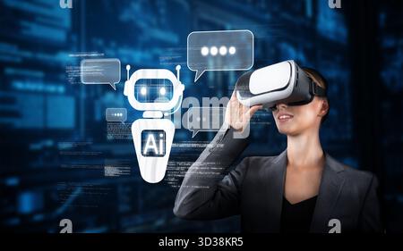 Explore a cutting-edge representation of a virtual assistant powered by AI technology, showcasing the integration of machine learning and natural Stock Photo