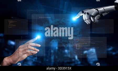 AI assistant streamlines software programming through intelligent code generation, debugging, and backend API development for optimized workflow Stock Photo
