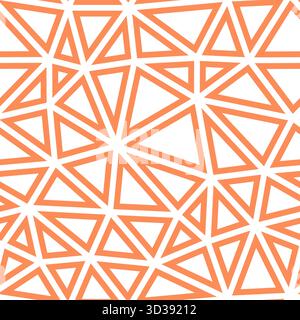 Triangulation geometric shapes background. Large triangles size. Solid color style. Geometric shapes outlined. Repeatable pattern. Peachy glow. Stock Vector