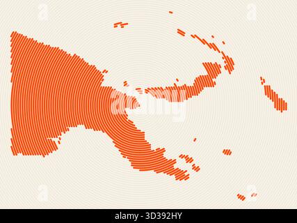 Papua New Guinea shape rings. Country map formed by stacked circles. Papua New Guinea boundary shape design. Vibrant vector illustration. Stock Vector