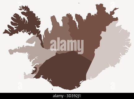 Vector blank map of Iceland with regions and administrative divisions ...