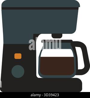 A classic brewer with hot plate and glass pot prepares fresh drip coffee for the morning Stock Vector