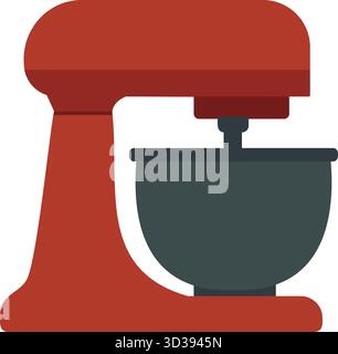 A sturdy red stand mixer holds a mixing bowl beneath a powerful motor for baking projects Stock Vector