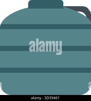 A blue refillable bottle for a dispenser is shown with horizontal rings and a top cap Stock Vector