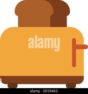 A compact kitchen toaster with rounded corners browns bread with a lever on the side and wide slots Stock Vector