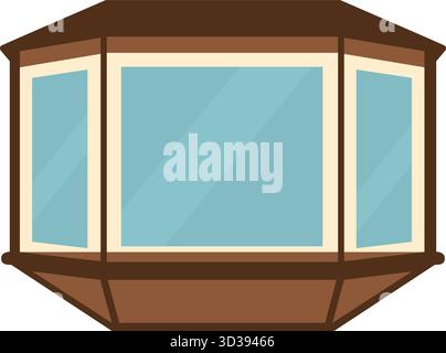 A projecting bay features tall panes in an octagonal casing adding light and space to a room Stock Vector