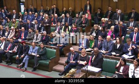 Screen grab of Deputy Prime Minister David Lammy during Prime Minister's Questions in the House of Commons, London. Picture date: Wednesday November 5, 2025. Stock Photo