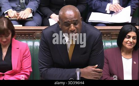 Screen grab of Deputy Prime Minister David Lammy during Prime Minister's Questions in the House of Commons, London. Picture date: Wednesday November 5, 2025. Stock Photo