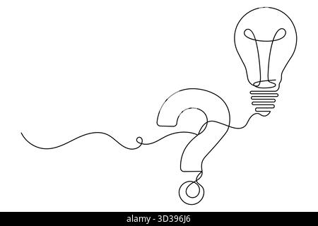 Question mark continuous one line drawing of isolated on white minimalist style Stock Vector