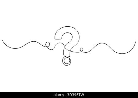 Question mark continuous one line drawing of isolated on white minimalist style Stock Vector