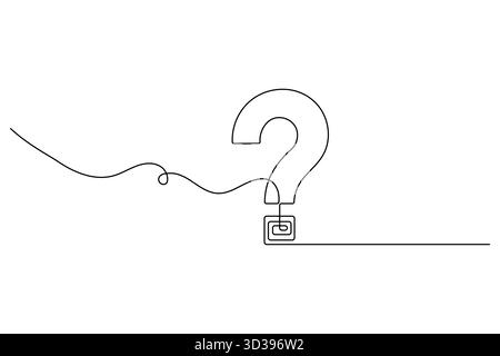 Question mark continuous one line drawing of isolated on white minimalist style Stock Vector