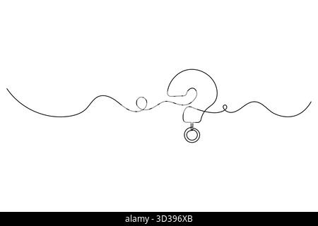 Question mark continuous one line drawing of isolated on white minimalist style Stock Vector