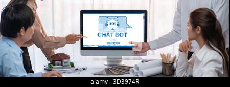 Chatbot software application for brisk online business that automatically reply to customer questions Stock Photo