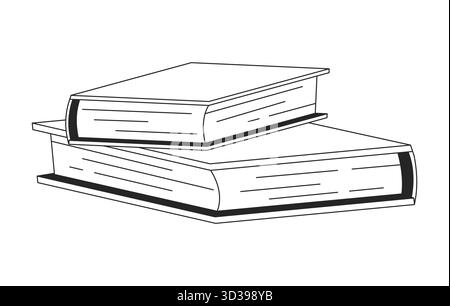Stacked books with hardcovers 2D line object Stock Vector