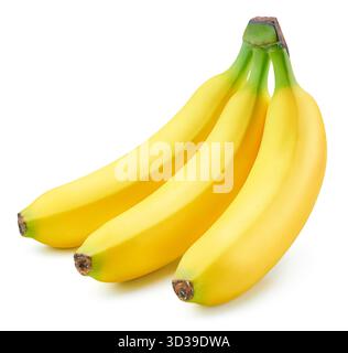 Bunch of bananas isolated on white background. Ripe bananas Clipping Path. Quality macro photo for your project. Stock Photo