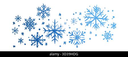 illustration: glitter blue snowflakes texture in cold winter christmas time isolated on white Stock Photo