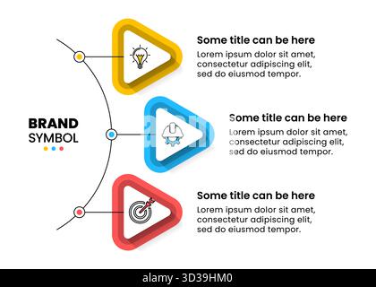 Infographic template with icons and 3 options or steps. Connected triangles. Can be used for workflow layout, diagram, banner, webdesign. Vector illus Stock Vector