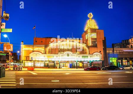 Coney Island in Brooklyn, New York city subway station view, transportation in largest USA city Stock Photo