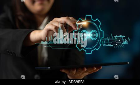 DevOps methodology for software development and IT operations. Automation of the CI CD pipeline enhances workflow and increases efficiency in Stock Photo
