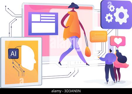 AI-Enhanced Fashion Design abstract concept vector illustration Stock ...