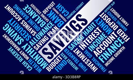 Savings Finance Word Cloud Dynamic Layout Investment Banking Security Concept Stock Vector