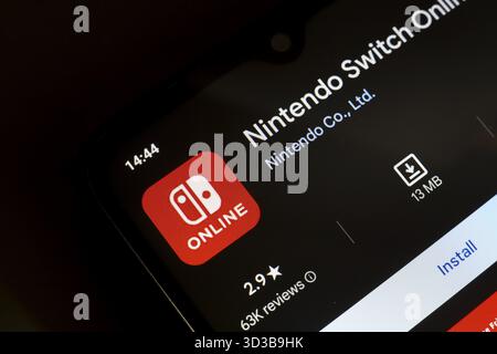 November 1, 2024, Brazil. In this photo illustration, the Nintendo Switch app logo is displayed on a smartphone screen Stock Photo