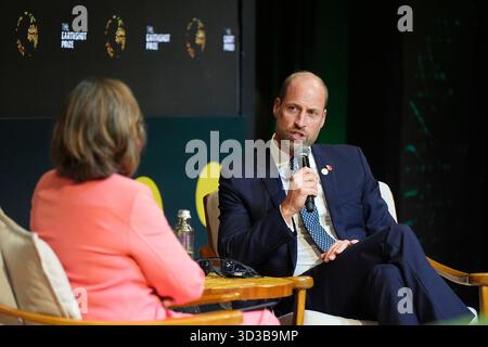 The Prince of Wales speaks at the Earthshot Prize Impact Assembly in Pier Maua, on day three of his trip to Brazil for the annual Earthshot Prize Awards. Picture date: Wednesday November 5, 2025. Stock Photo