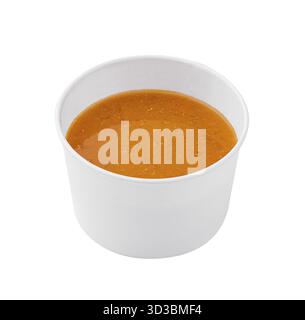 Food, Pumpkin cream soup isolated on white Stock Photo