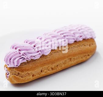Food, Fresh tasty eclairs isolated on white background Stock Photo