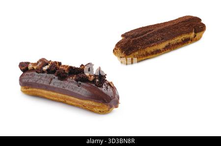 Food, Eclairs with Chocolate Cream and Hazelnuts isolated Stock Photo