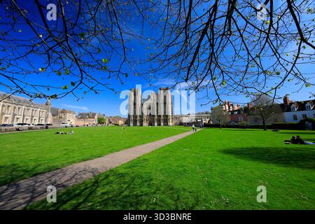 West Front, Wells Cathedral, Wells, Somerset. Stock Photo
