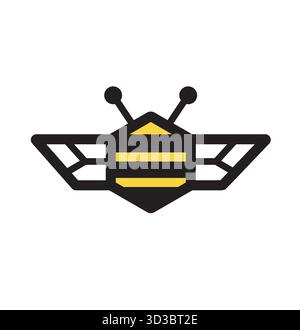 Bee Logo Geometric Insect Design Vector Design Icon Illustration Stock Vector