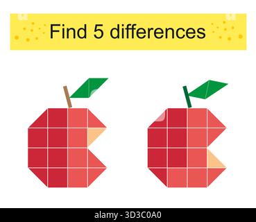 Educational games for kids. Find 5 differences. Stock Vector