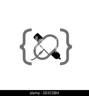Creative Mouse And Pen Code Symbol Logo Vector Icon Design Illustration Stock Vector