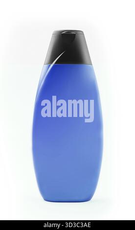 Food, Blue Shampoo Bottle isolated on white background Stock Photo