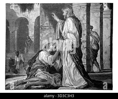 Illustration of Jesus Christ Healing the Paralysed Man at the Pool of ...