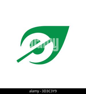 e leaf logo green letter symbol vector design icon illustration Stock Vector